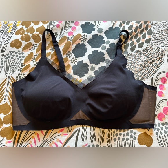 Honeylove Crossover Bra Wireless Seamless Mesh Size XL Black EUC - Picture 3 of 6
